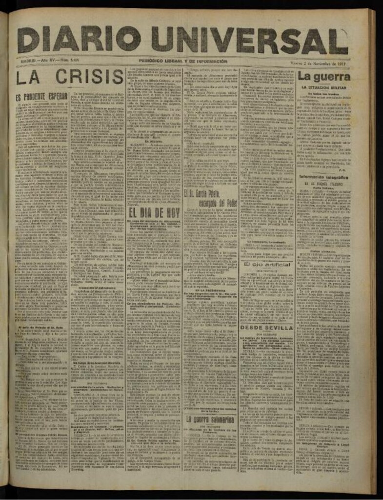 Miniatura de Diario Universal del 2 de noviembre de 1917
