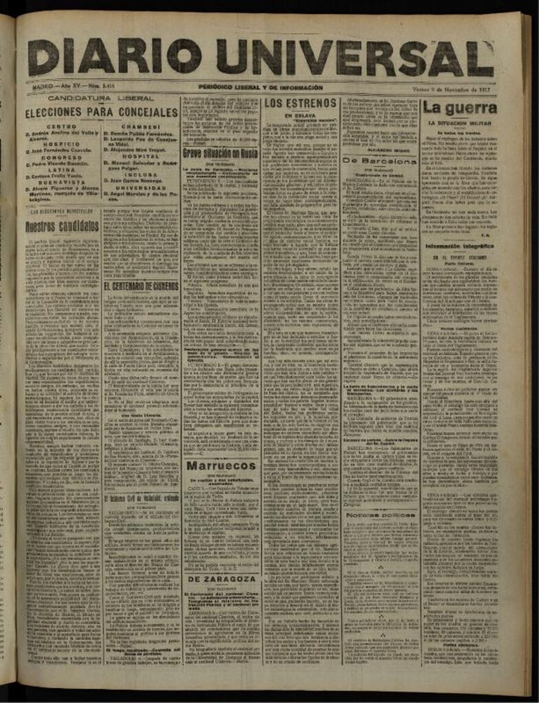 Miniatura de Diario Universal del 9 de noviembre de 1917