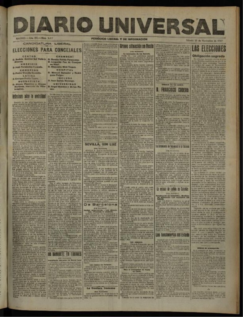 Miniatura de Diario Universal del 10 de noviembre de 1917