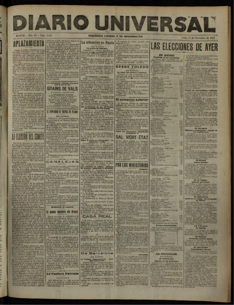 Miniatura de Diario Universal del 12 de noviembre de 1917