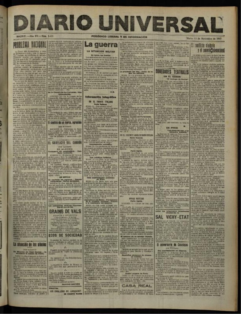Miniatura de Diario Universal del 13 de noviembre de 1917