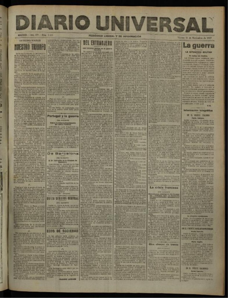 Miniatura de Diario Universal del 16 de noviembre de 1917