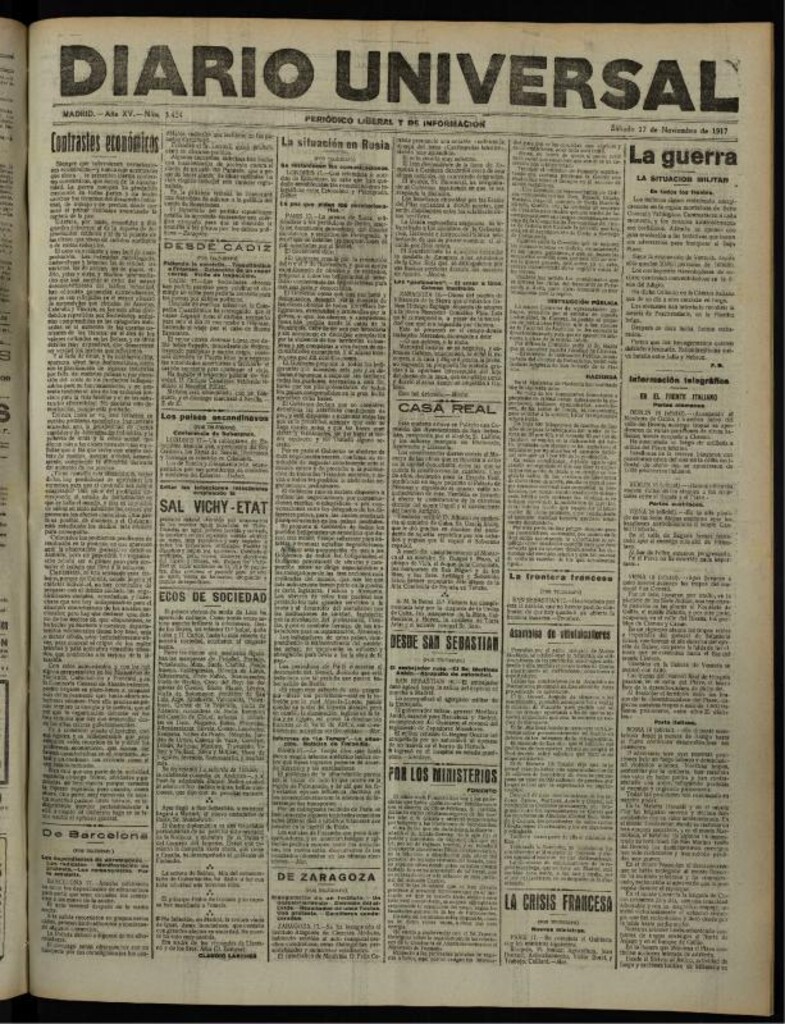Miniatura de Diario Universal del 17 de noviembre de 1917