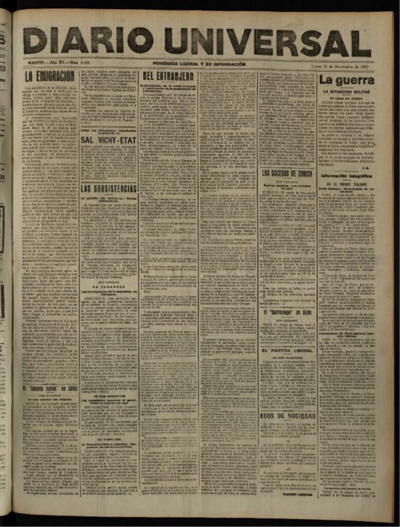 Miniatura de Diario Universal del 19 de noviembre de 1917