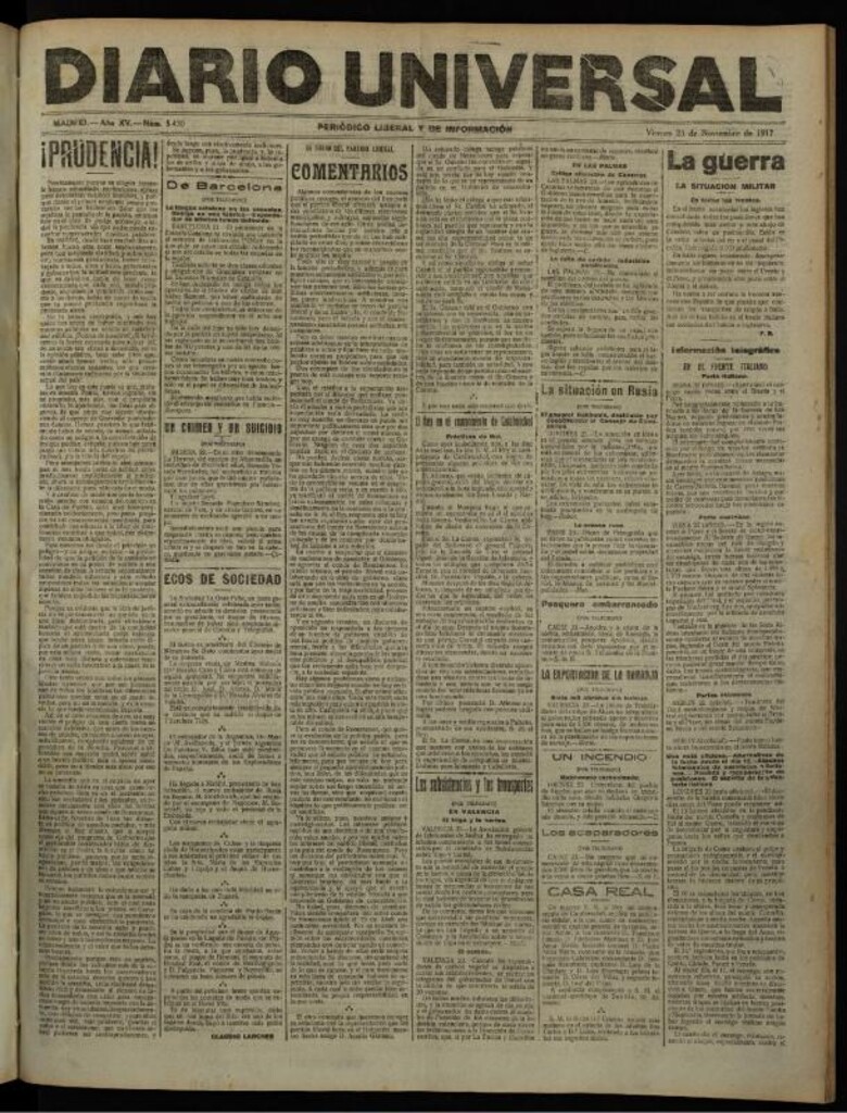 Miniatura de Diario Universal del 23 de noviembre de 1917