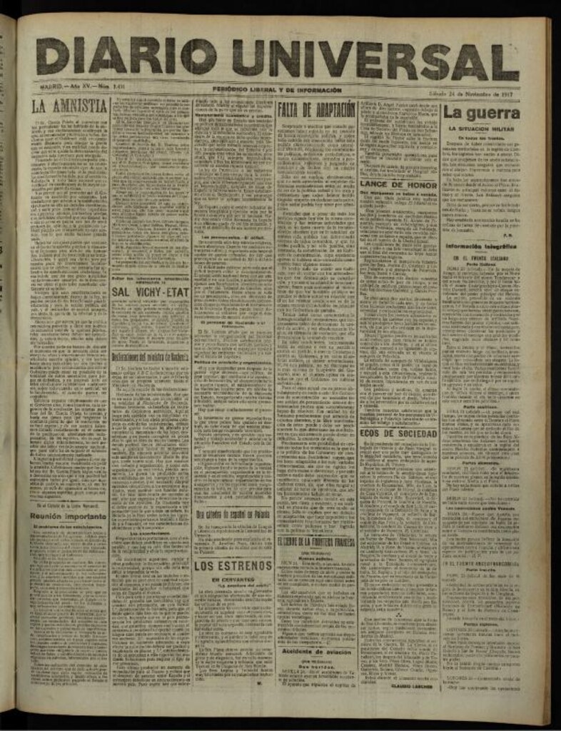 Miniatura de Diario Universal del 24 de noviembre de 1917