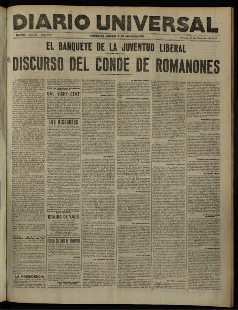 Miniatura de Diario Universal del 25 de noviembre de 1917