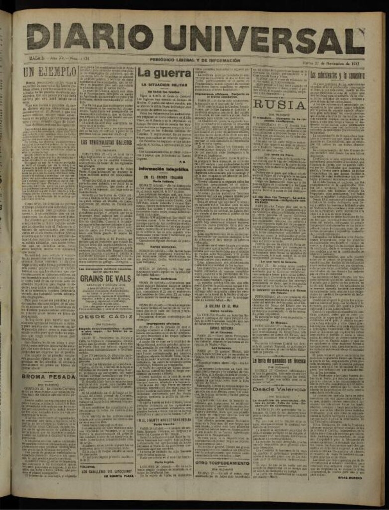 Miniatura de Diario Universal del 27 de noviembre de 1917