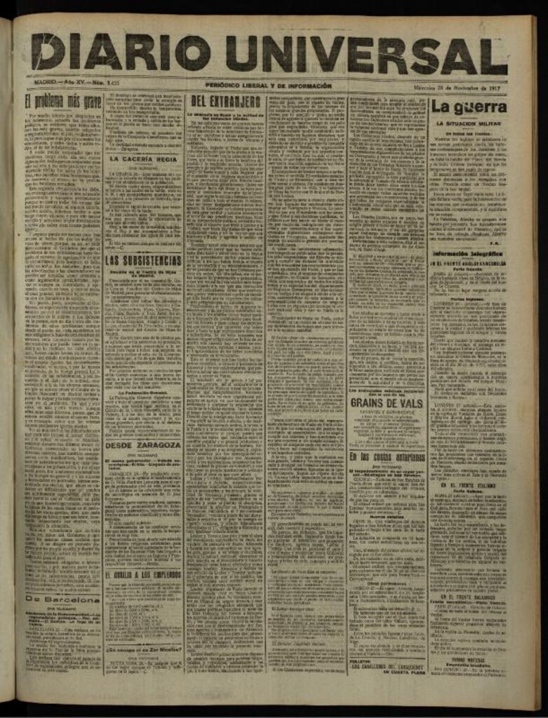 Miniatura de Diario Universal del 28 de noviembre de 1917