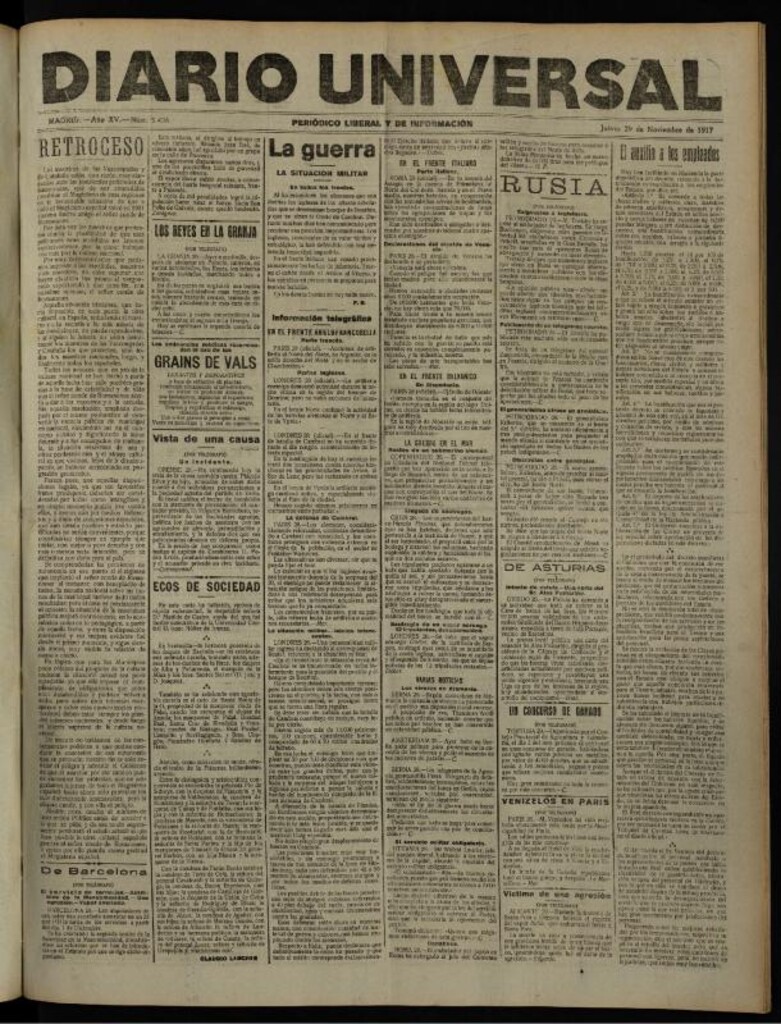 Miniatura de Diario Universal del 29 de noviembre de 1917