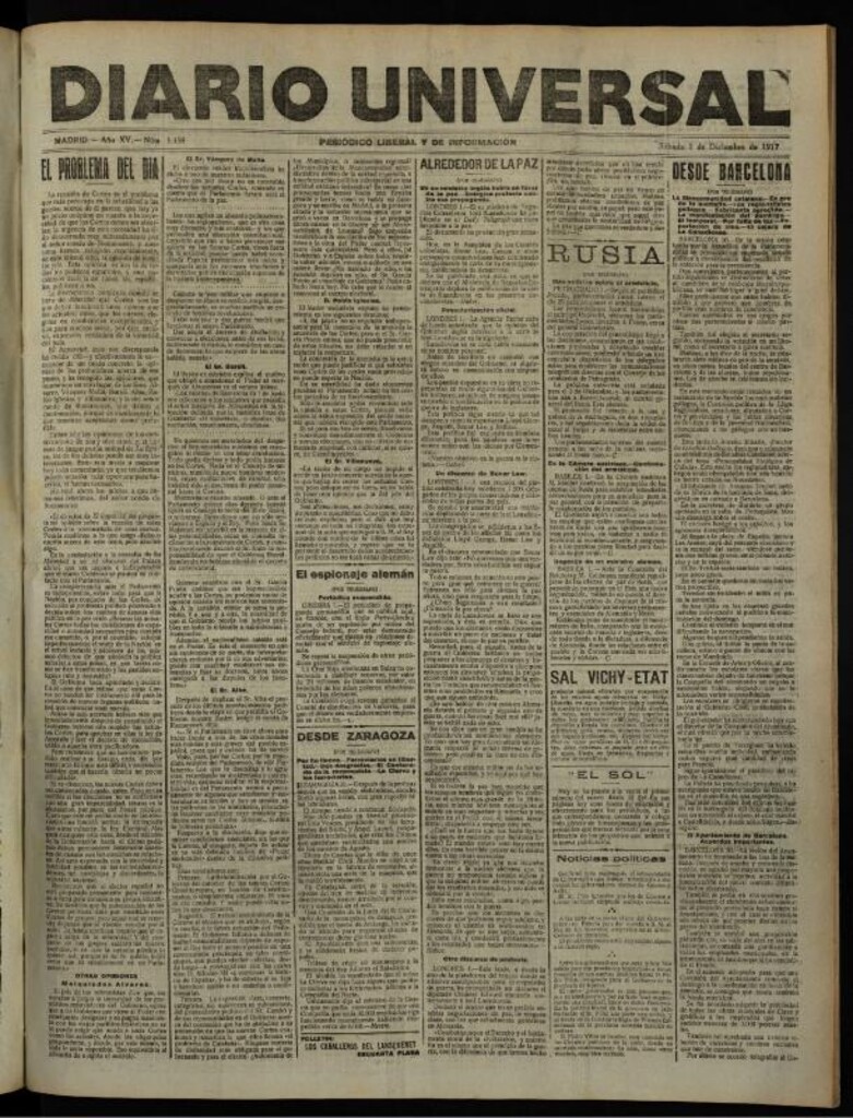 Miniatura de Diario Universal del 1 de diciembre de 1917