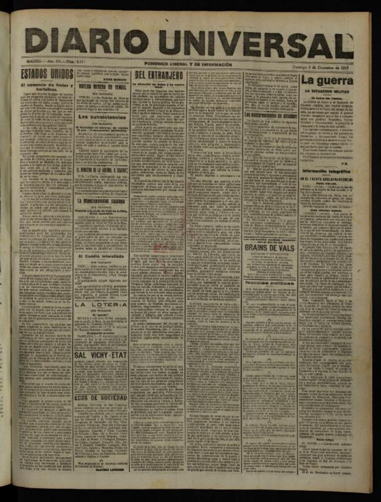 Miniatura de Diario Universal del 2 de diciembre de 1917