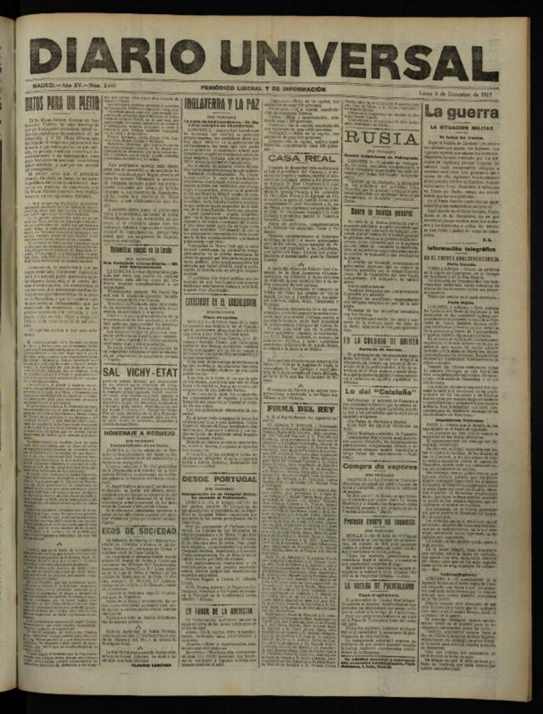 Miniatura de Diario Universal del 3 de diciembre de 1917