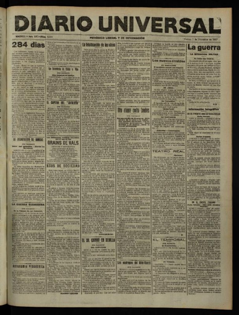 Miniatura de Diario Universal del 7 de diciembre de 1917