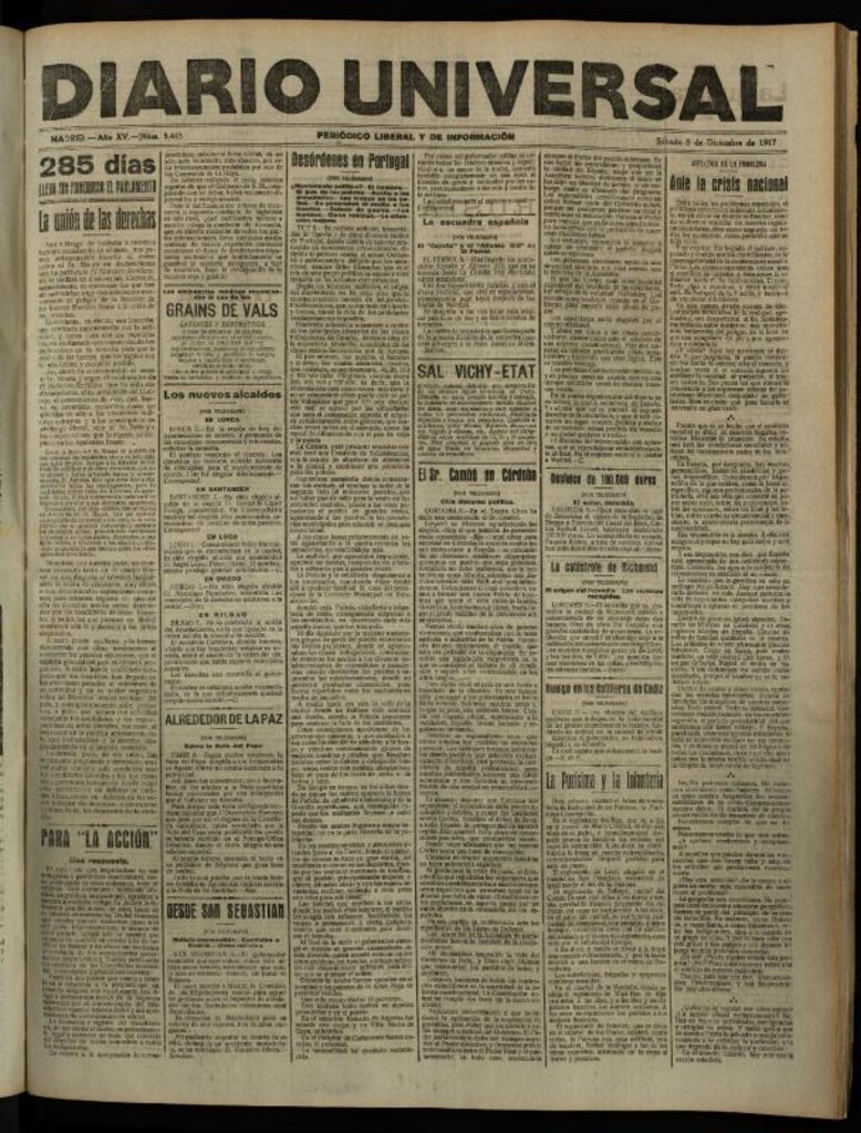 Miniatura de Diario Universal del 8 de diciembre de 1917