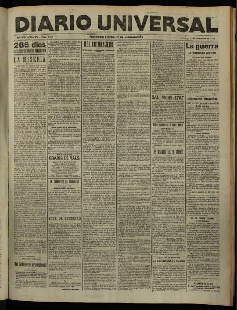 Miniatura de Diario Universal del 9 de diciembre de 1917