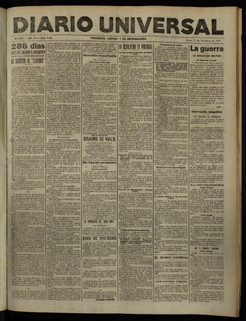 Miniatura de Diario Universal del 11 de diciembre de 1917