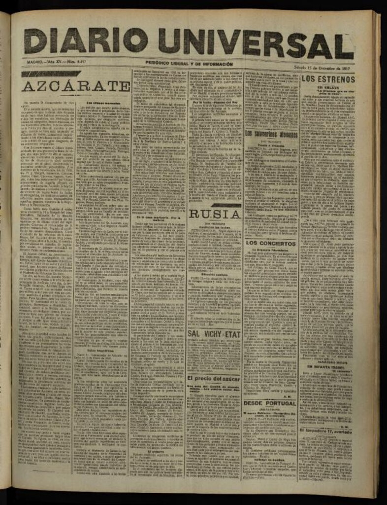 Miniatura de Diario Universal del 15 de diciembre de 1917