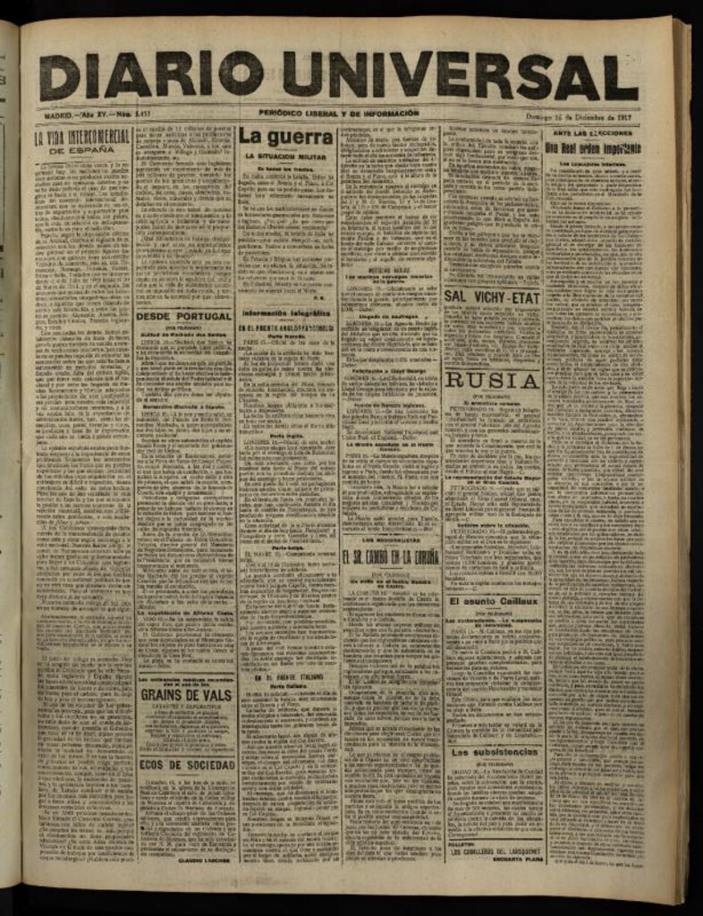 Miniatura de Diario Universal del 16 de diciembre de 1917