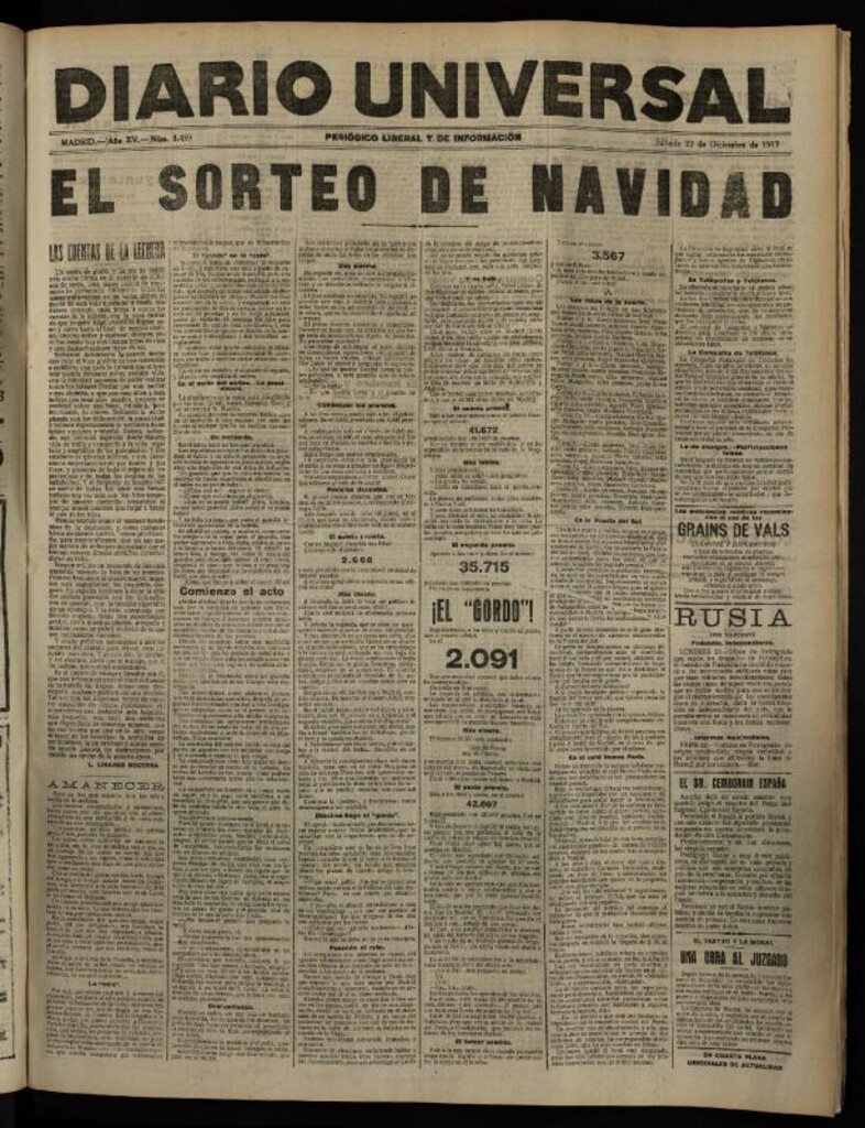 Miniatura de Diario Universal del 22 de diciembre de 1917