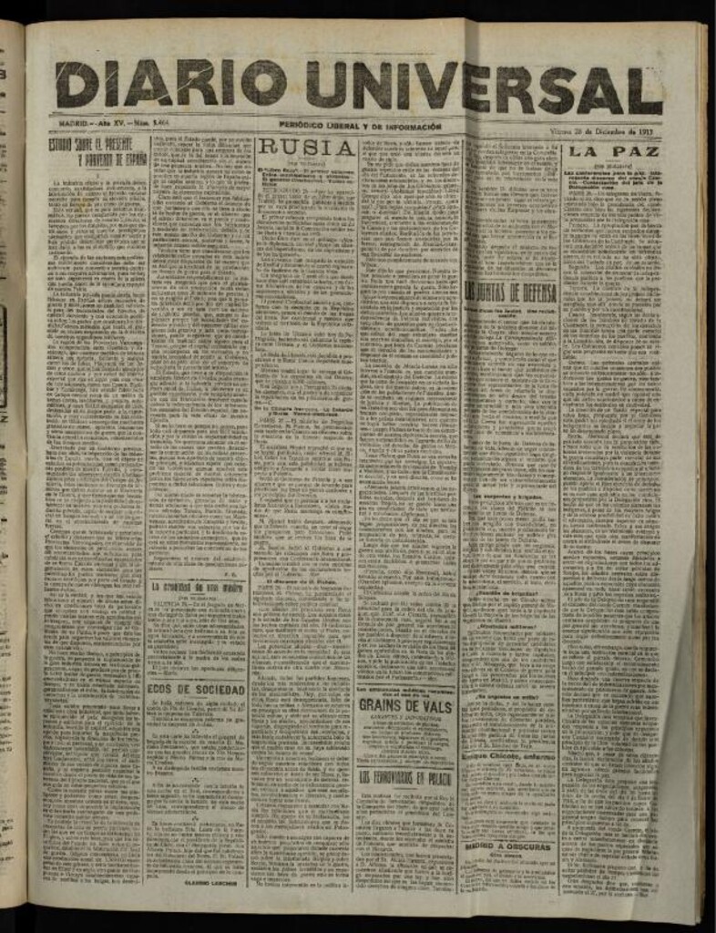 Miniatura de Diario Universal del 28 de diciembre de 1917