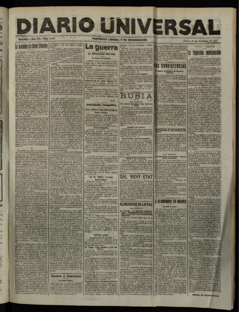 Miniatura de Diario Universal del 29 de diciembre de 1917