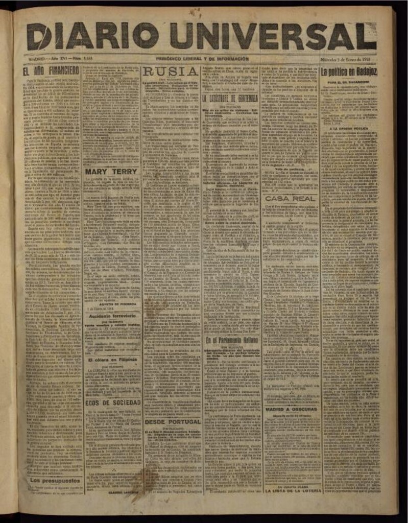 Miniatura de Diario Universal del 2 de enero de 1918