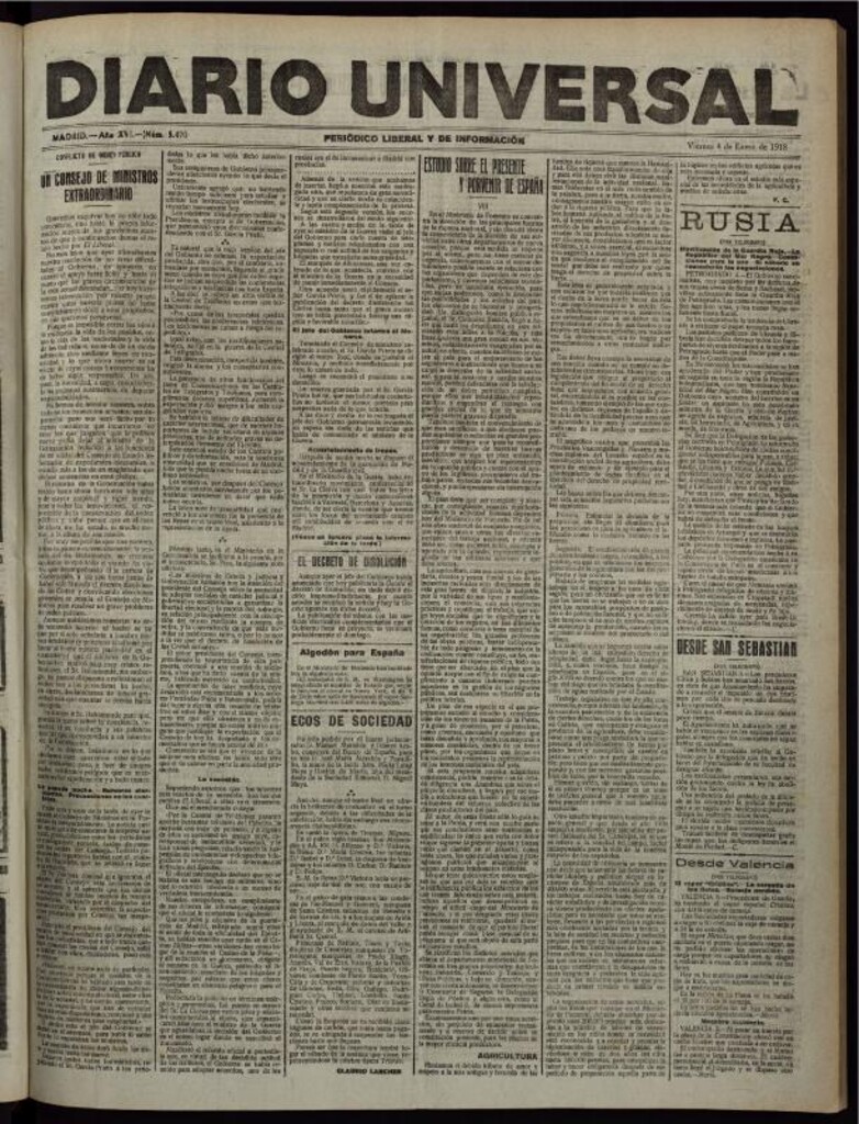 Miniatura de Diario Universal del 4 de enero de 1918