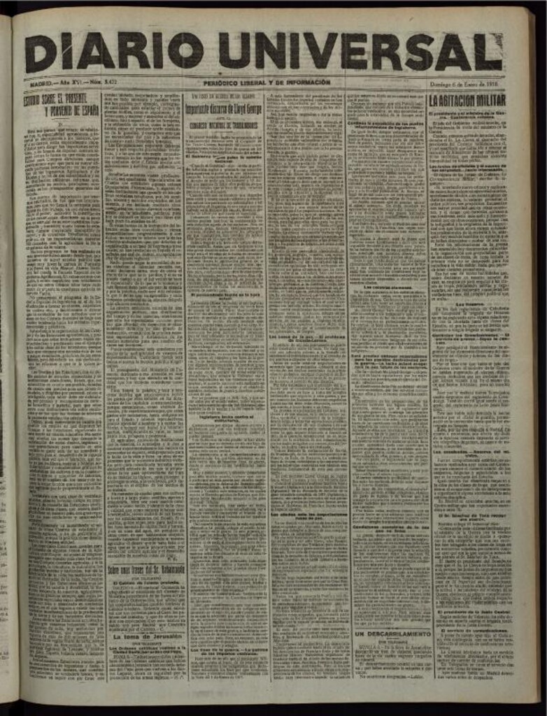 Miniatura de Diario Universal del 6 de enero de 1918