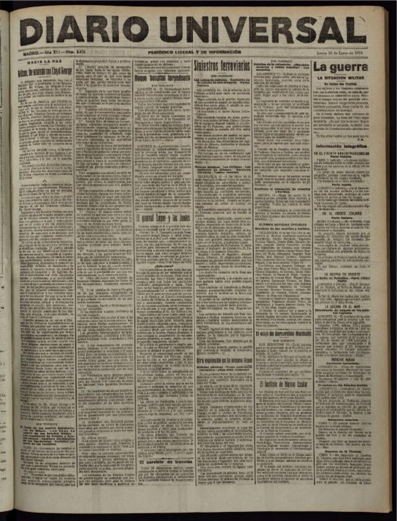 Miniatura de Diario Universal del 10 de enero de 1918