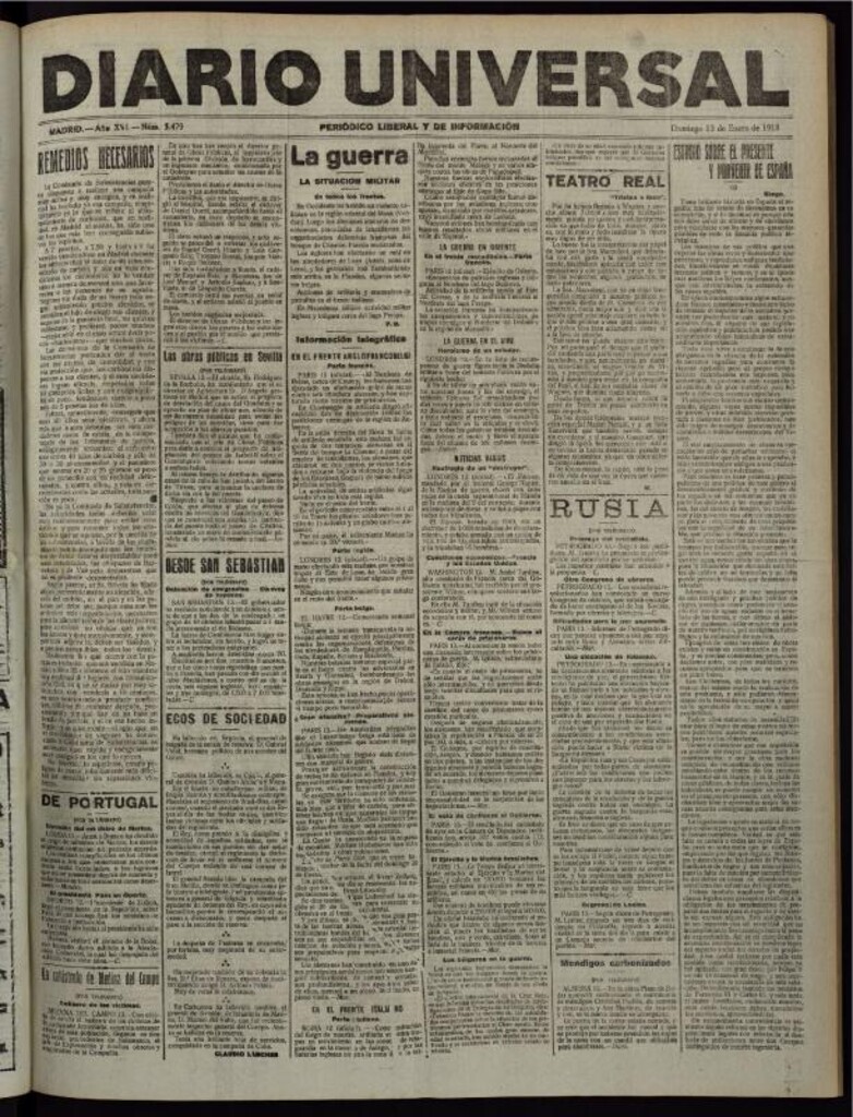 Miniatura de Diario Universal del 13 de enero de 1918