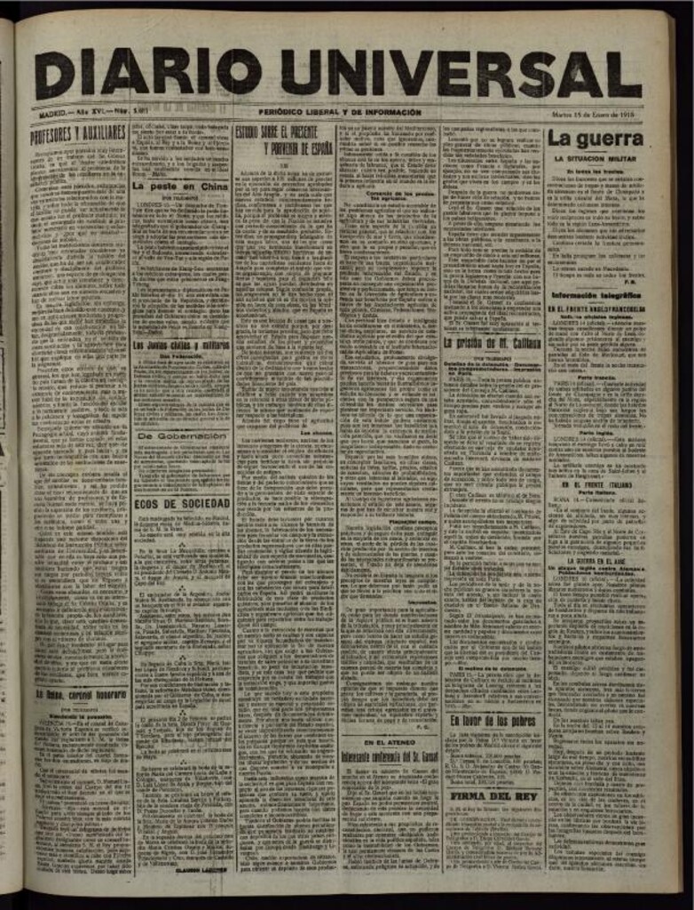 Miniatura de Diario Universal del 15 de enero de 1918