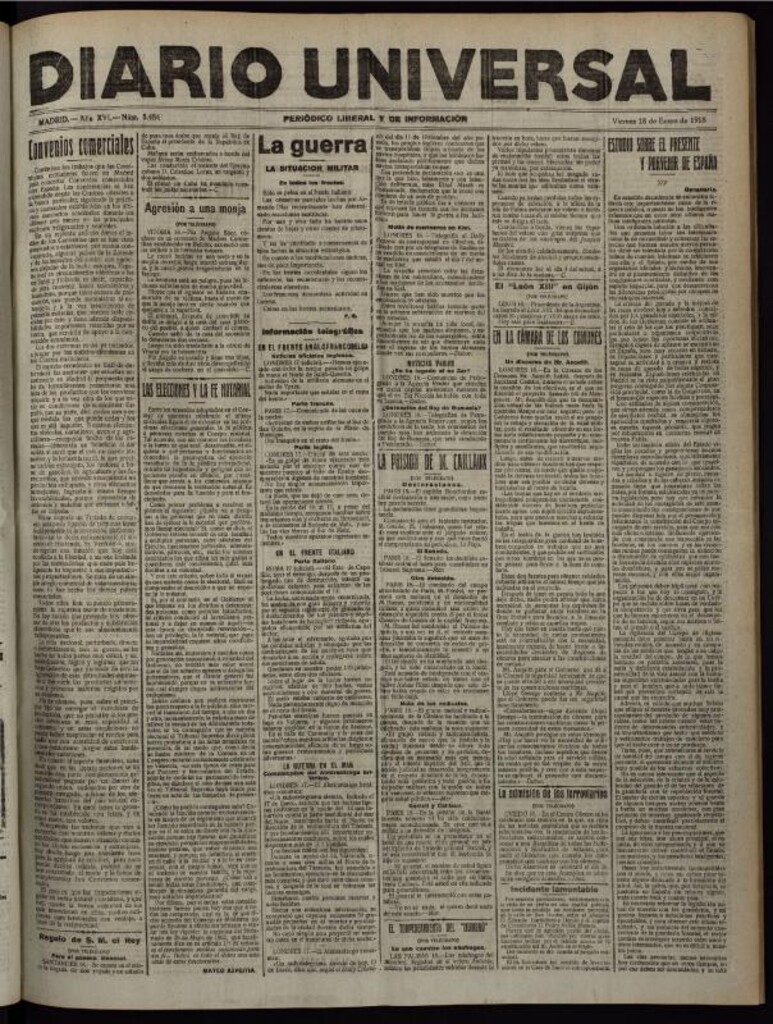 Miniatura de Diario Universal del 18 de enero de 1918
