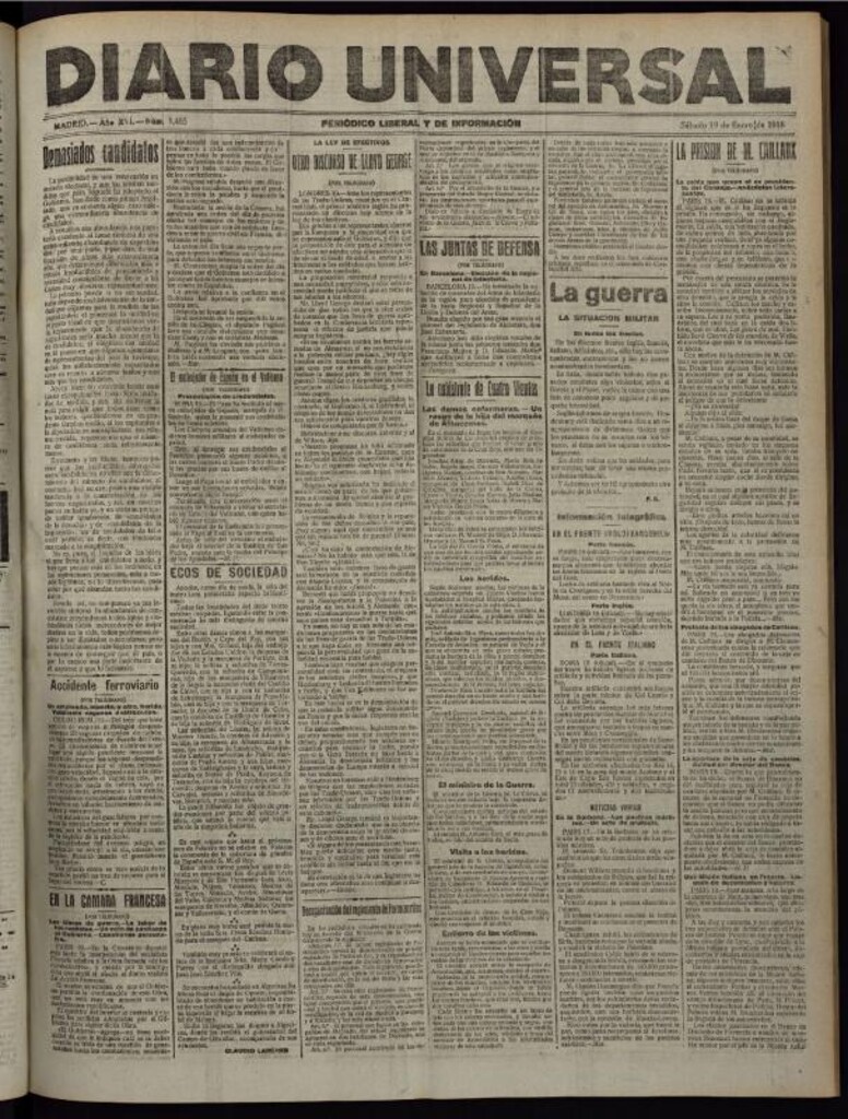 Miniatura de Diario Universal del 19 de enero de 1918