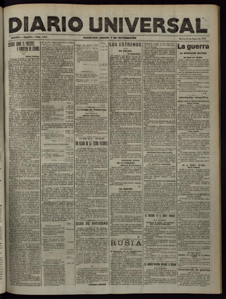 Miniatura de Diario Universal del 22 de enero de 1918