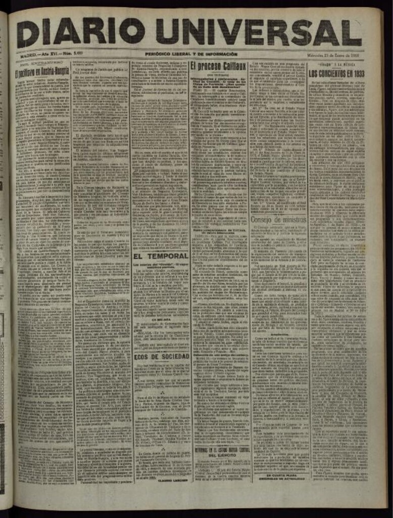 Miniatura de Diario Universal del 23 de enero de 1918