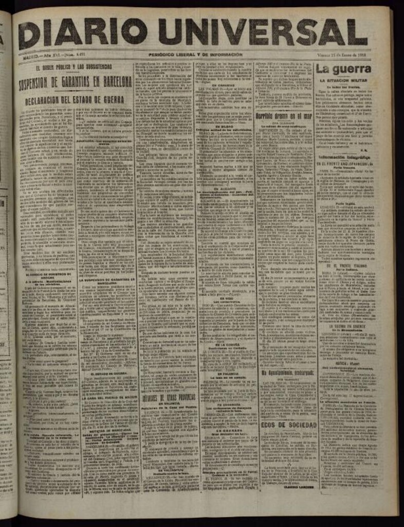 Miniatura de Diario Universal del 25 de enero de 1918