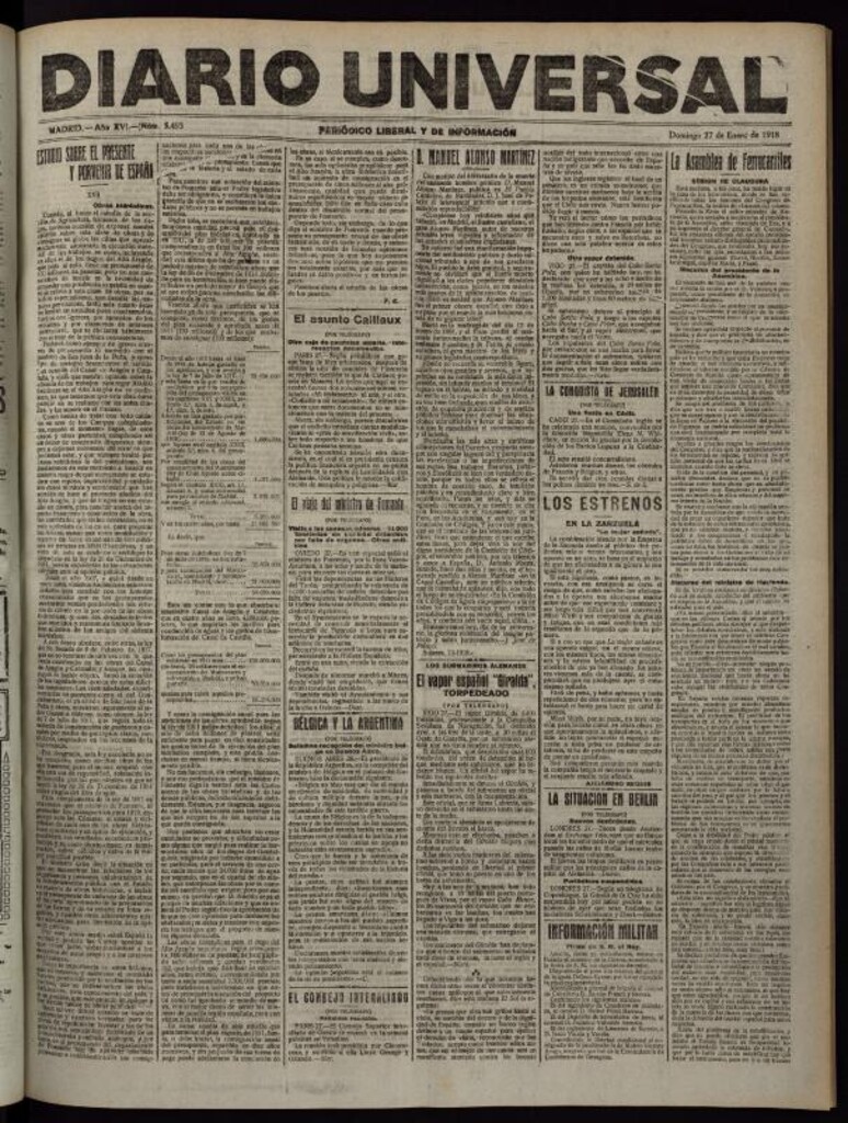 Miniatura de Diario Universal del 27 de enero de 1918