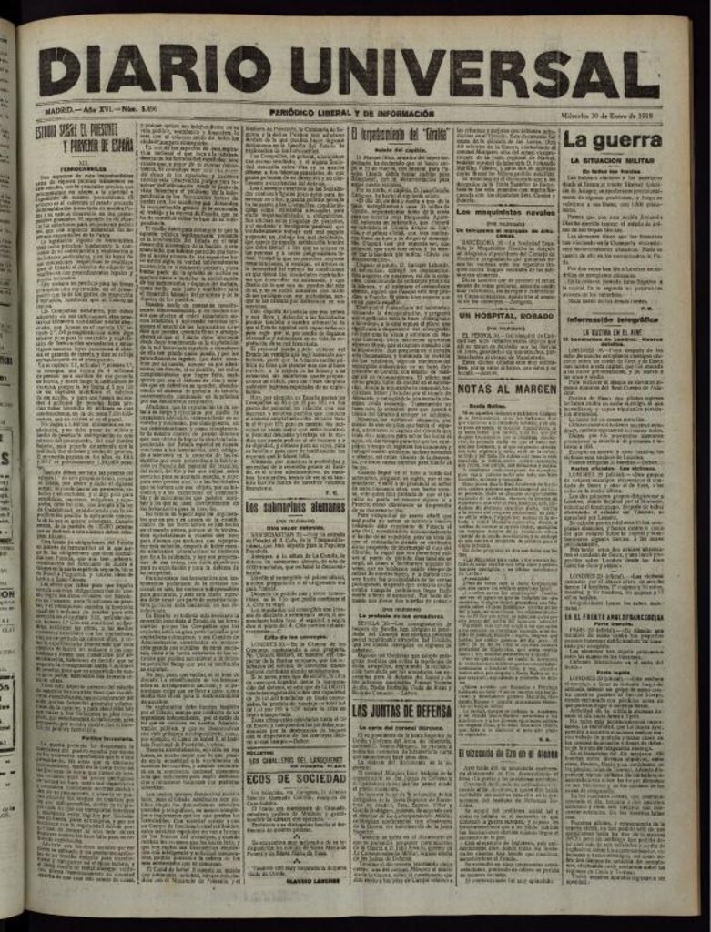 Miniatura de Diario Universal del 30 de enero de 1918