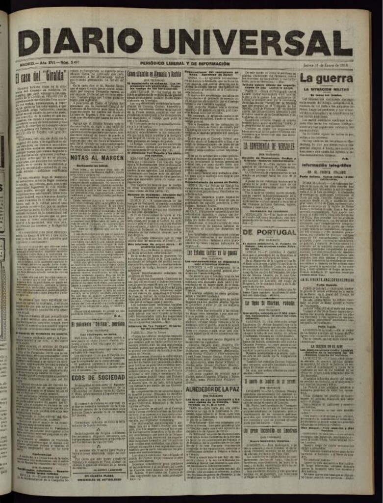 Miniatura de Diario Universal del 31 de enero de 1918