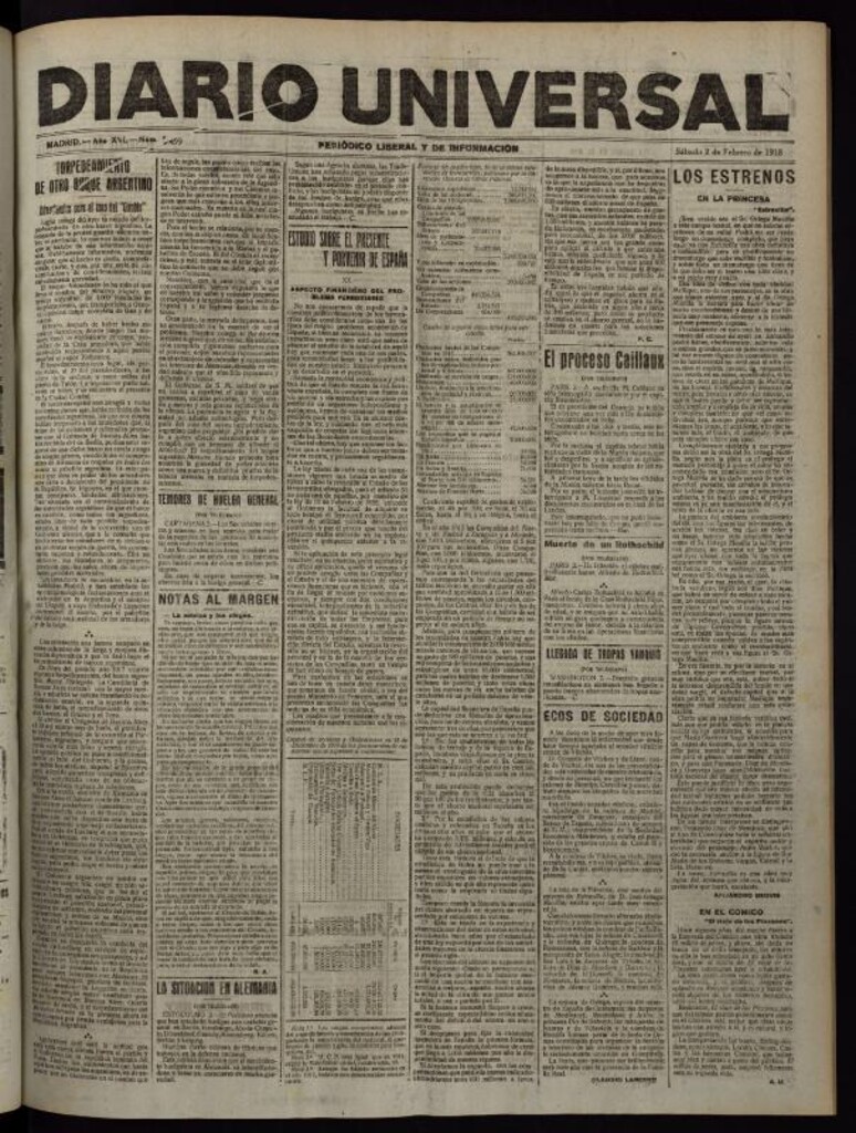 Miniatura de Diario Universal del 2 de febrero de 1918
