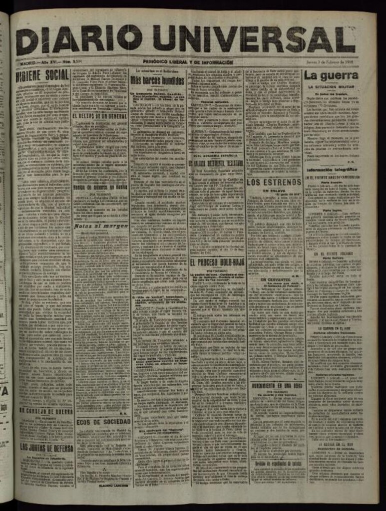 Miniatura de Diario Universal del 7 de febrero de 1918