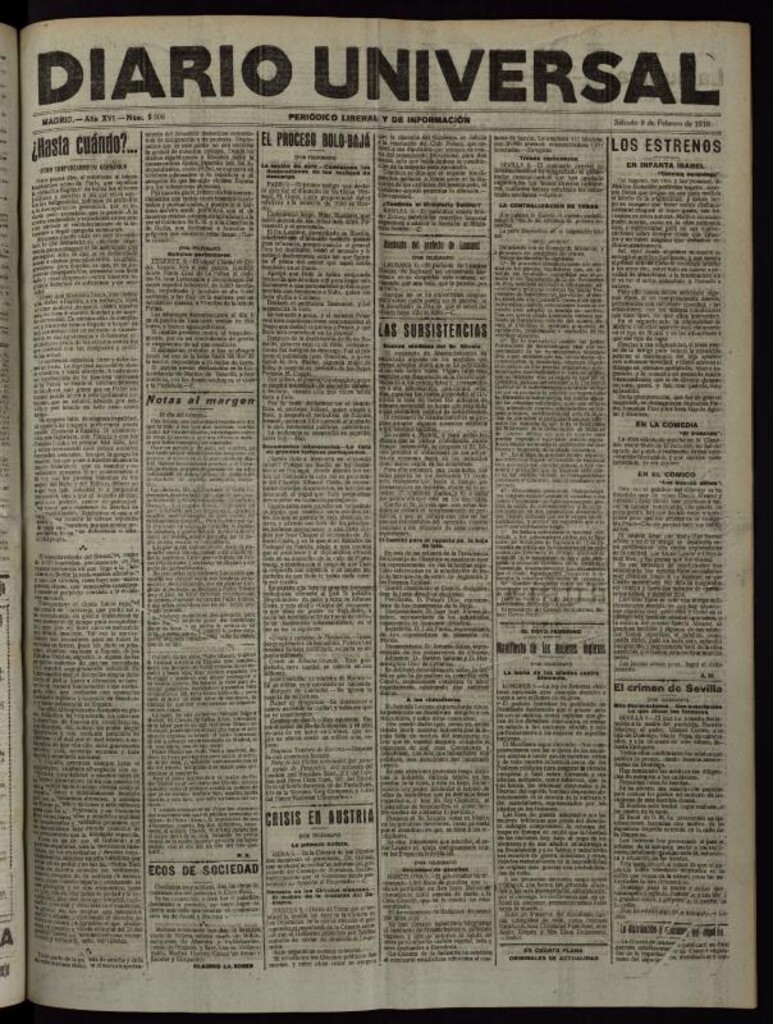 Miniatura de Diario Universal del 9 de febrero de 1918