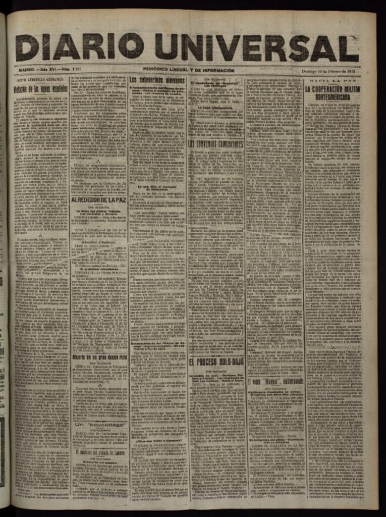 Miniatura de Diario Universal del 10 de febrero de 1918