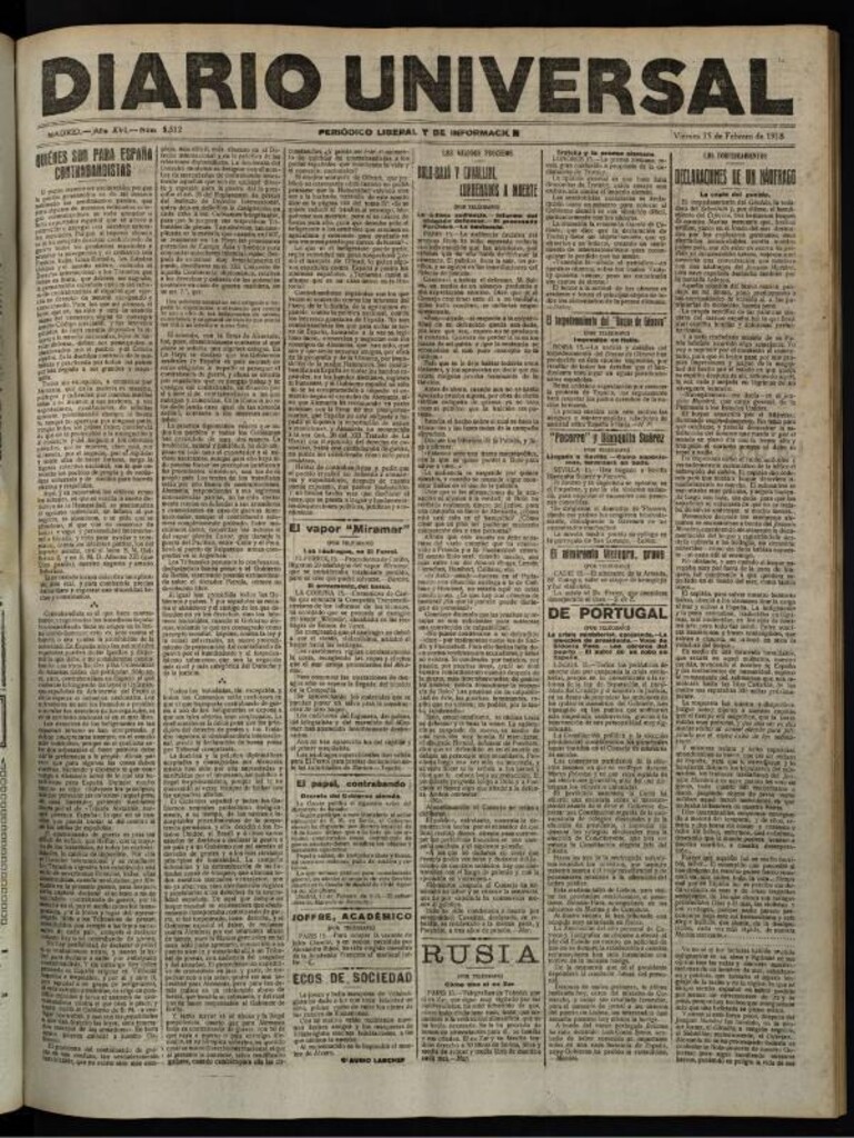 Miniatura de Diario Universal del 15 de febrero de 1918