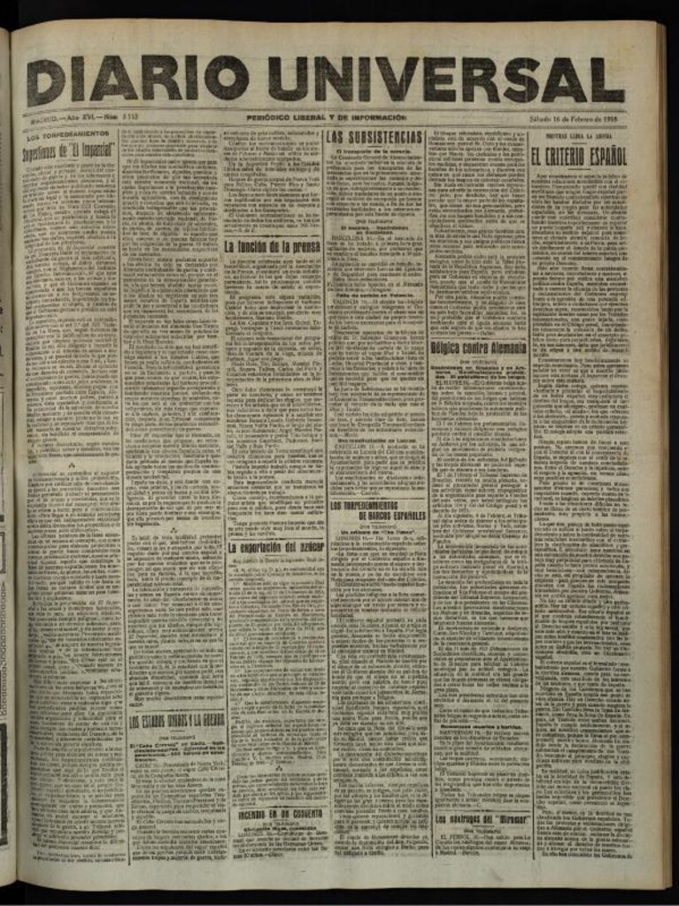 Miniatura de Diario Universal del 16 de febrero de 1918