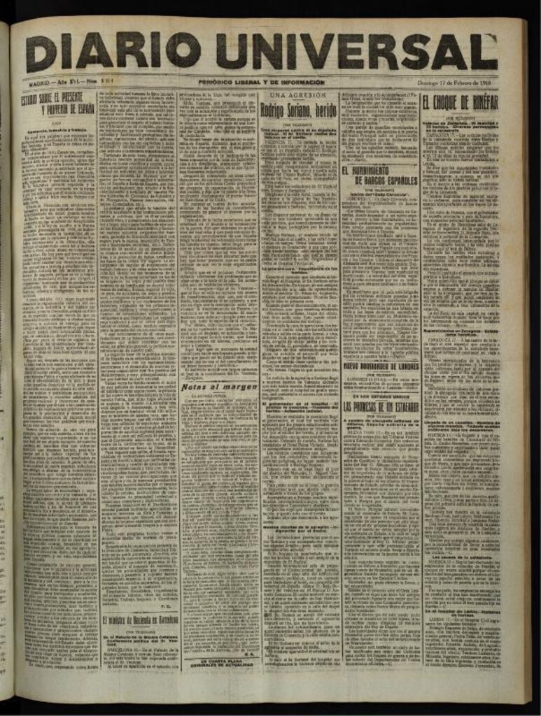 Miniatura de Diario Universal del 17 de febrero de 1918