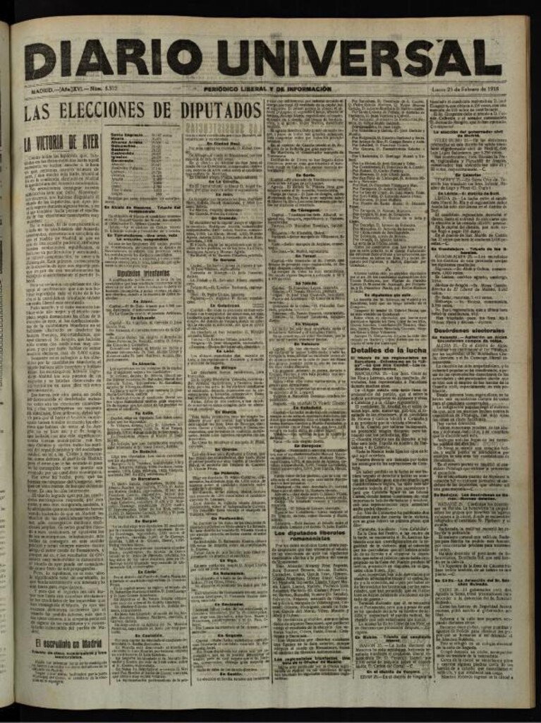Miniatura de Diario Universal del 25 de febrero de 1918