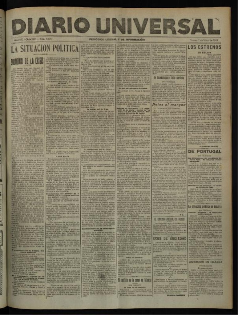 Miniatura de Diario Universal del 1 de marzo de 1918