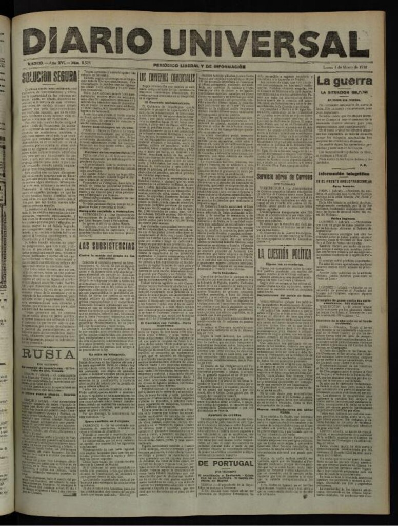 Miniatura de Diario Universal del 4 de marzo de 1918